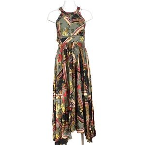 Abel the Label ATL Dress Australian Vienna Gemini Halter Mixed Print Green M